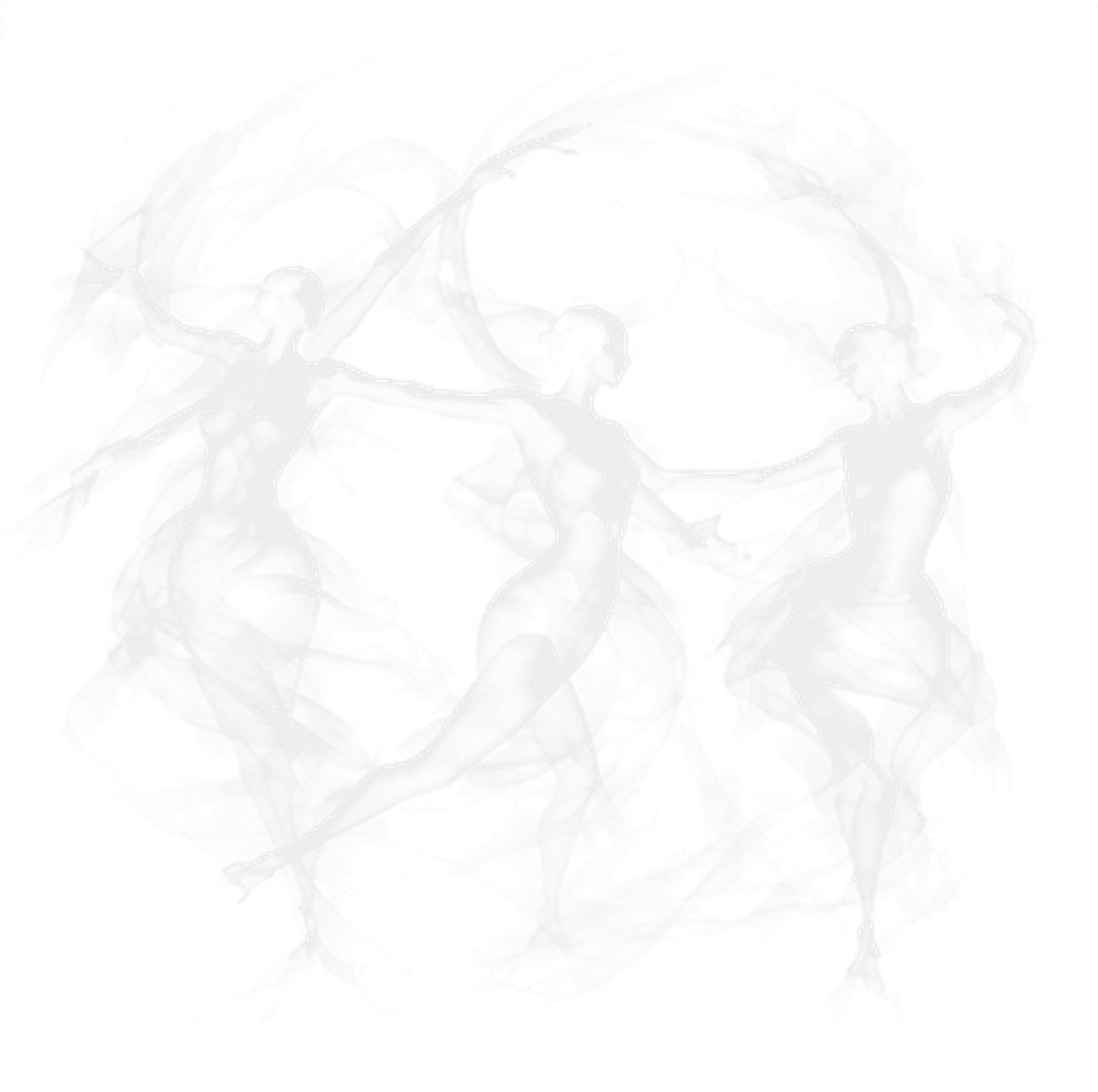 Three textured dancing figures rising with their arms arched above them.